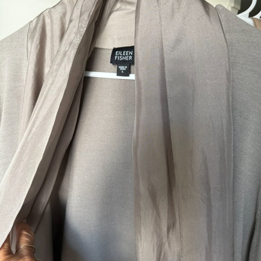 Eileen Fisher silk sweater jacket LARGE like NEW